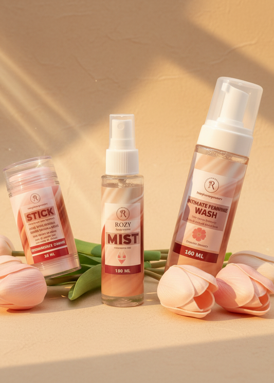 منتجات روزي مع إضاءة شمس طبيعية